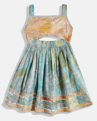Multicolor Brocade Crop Top and Skirt Set