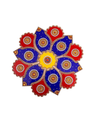 Acrylic Rangoli in Red, Blue & Yellow – Decorative Floral Design