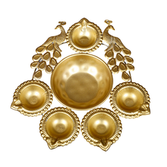 Ornate Golden Peacock Urli Centerpiece