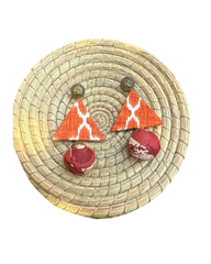 Triangular Hanging Earrings with Round Drops