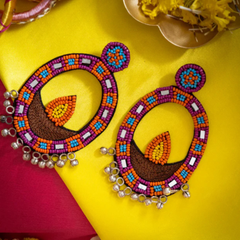 Jalsa Diya Purple Handmade Earrings