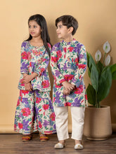 Floral Sibling Twinning Set Vibrant Kurta & Sharara Outfit for Boys and Girls