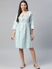 Women's Casual Cotton Dress in Blue