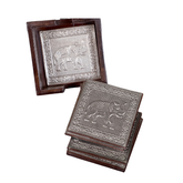Silver Toned Wooden Coaster