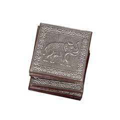 Silver Toned Wooden Coaster