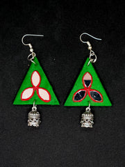 Simple Green Triangle Earrings