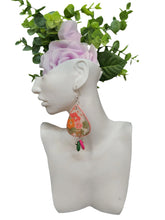 Artistic Pink Green Fabric Earrings