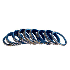 Royal Blue Silk Thread Embellished Bangle Set