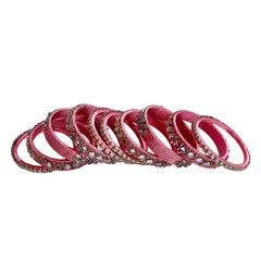 Blush Pink Silk Thread Embellished Bangle Set