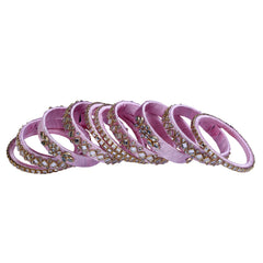 Baby Pink Thread Embellished Bangle Set