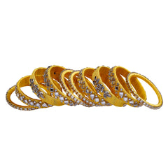 Mustard Yellow Silk Thread Embellished Bangle Set
