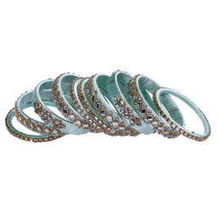 Sea Green Silk Thread Embellished Bangle Set