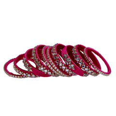 Rani Pink Silk Thread Embellished Bangle Set