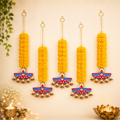 Golden Marigold Diya Hanging (Set of 2)