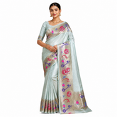 Pastel Mint Silk Saree with Musical Zari Pallu
