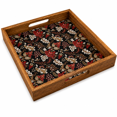 Crimson Botanica Wooden Serving Tray