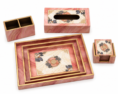 Blush Marble Luxe Desk & Home Organiser Collection | 6-Piece Wooden Gift Set