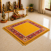 Yellow Peacock Royale Puja Mat