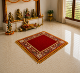 Maroon Peacock Royale Puja Mat
