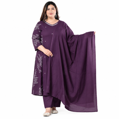 Elegant Purple Salwar Suit with mirror work