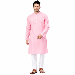 Plain Pink Men's Kurta