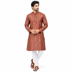 Brown Bandhani print kurta