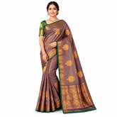 Royal Purple Gadwal Silk Saree with Gold Border