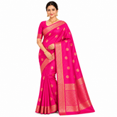 Elegant Handwoven Raw Silk Saree in Pink