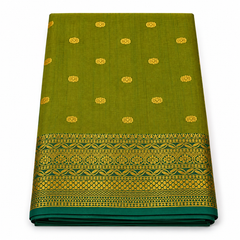 Light Green Bangalore Silk Saree with Gold Border & Motifs
