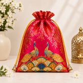 Royal Peacock Satin Potli Bag