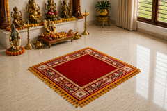 Maroon Peacock Royale Puja Mat