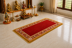 Maroon Peacock Royale Puja Mat