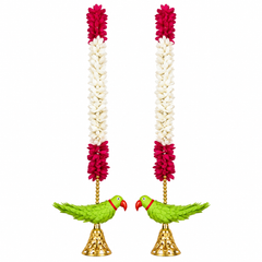 Pink Jasmine Floral Parrot Bell Door Hangings – Set of 2