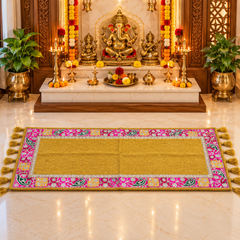 Yellow Peacock Royal Puja Mat