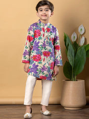 Floral Sibling Twinning Set Vibrant Kurta & Sharara Outfit for Boys and Girls