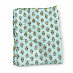 Aqua Floral Reversible Single Bed Dohar