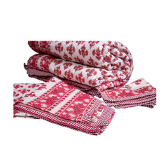 Double Bed Quilt with Bedding Set with Red Floral Print