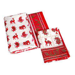 Handcrafted Cotton Bedding Set with Red Camel & Paisley Print