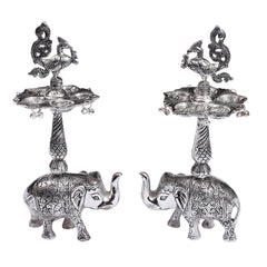 Imperial Silver Peacock & Elephant Radiance Samai Pair