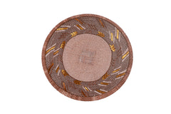 Set of 6 Handwoven Table Mats – Round Decorative Placemats with Gold Accents