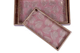 Elegant Pink & Gold Wooden Serving Tray Set – Handcrafted Decorative Trays (Set of 3)