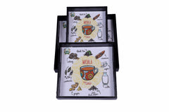 Set of 3 Wooden Trays – Masala Tea Theme