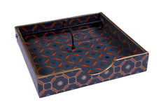 Serviette Tray - Royal Blue & Red Floral Design