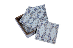 Table Coasters 4"x 4" – Elegant Blue Floral Design (Set of 6)