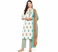 Elegant Mint Green Printed Kurta Set