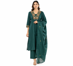 Elegant Emerald Green Embroidered Kurta Set