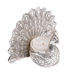 Imperial Silver Peacock Tealight Holder