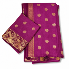 Classic Purple Raw Silk Saree with Golden Zari Border