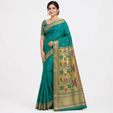 Royal Paithani Silk Sea Green Saree with Intricate Gold Bhutta