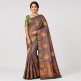 Royal Purple Gadwal Silk Saree with Gold Border
